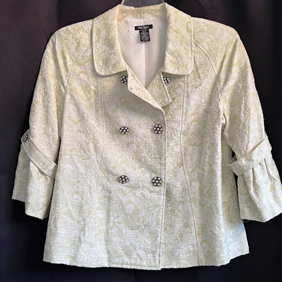 Bob Mackie Wearable Art Elegant Brocade Evening Jacket Jeweled Buttons Size 12 - Picture 1 of 11
